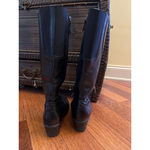 Clarks Wish Excite Tall Black Leather Riding Boots Women's Size 8 Whimsygoth - Picture 4 of 7